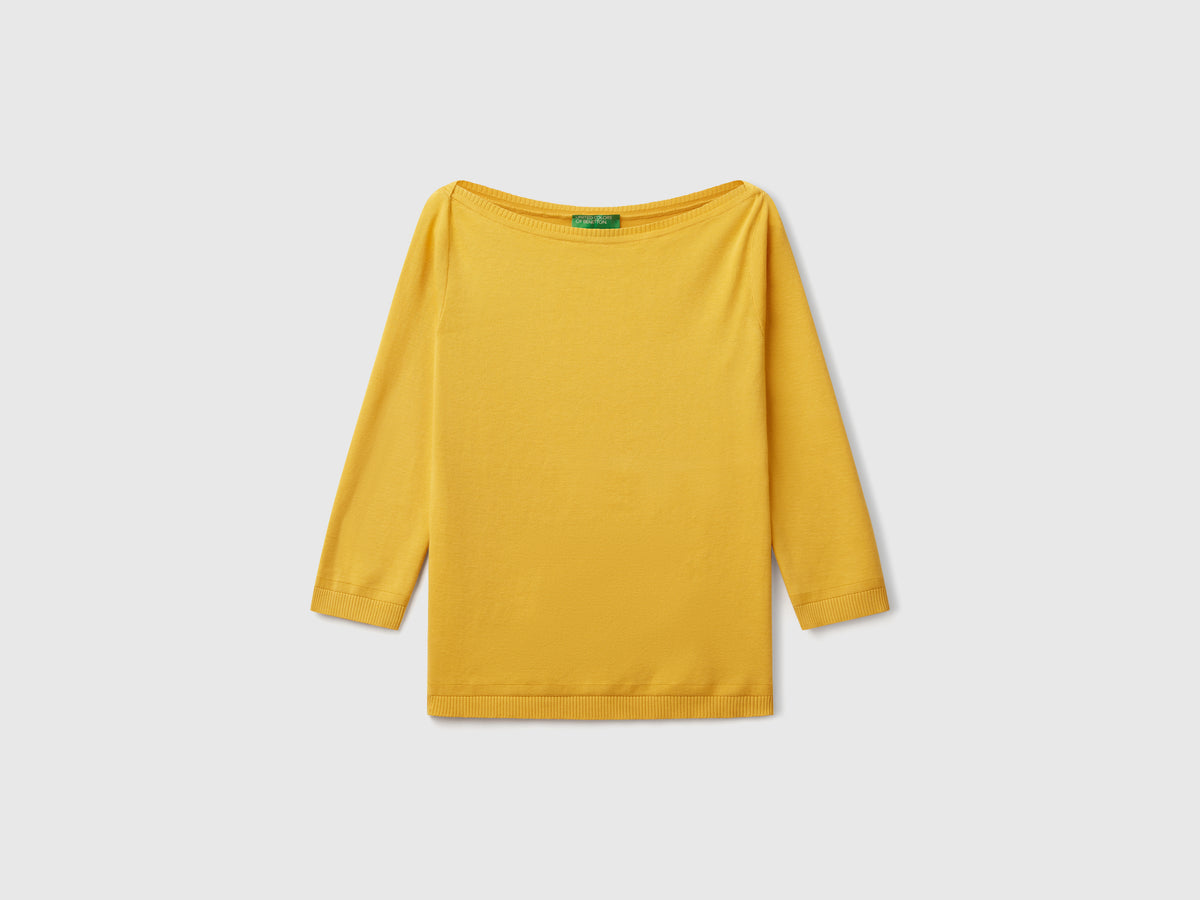 100% cotton boat neck sweater