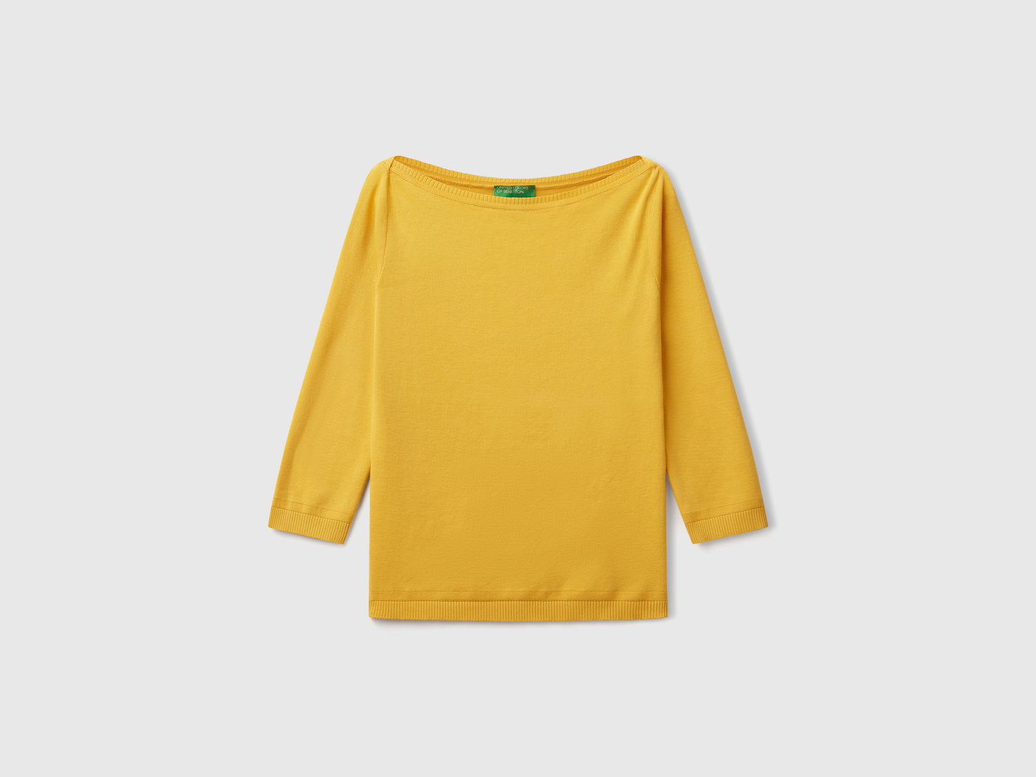 100% cotton boat neck sweater da donna senape | Benetton Outlet