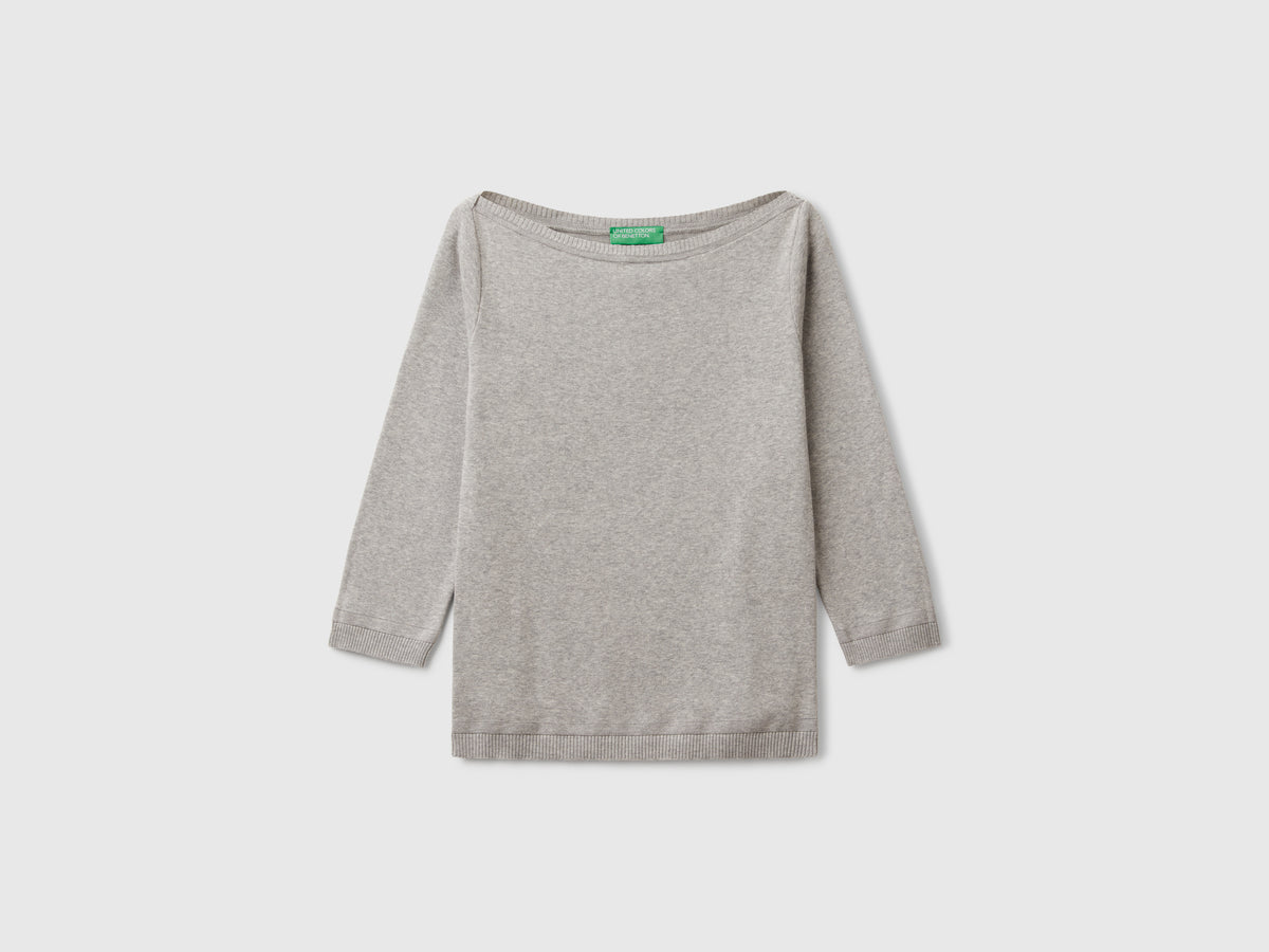 Maglia 100% cotone con scollo a barchetta
