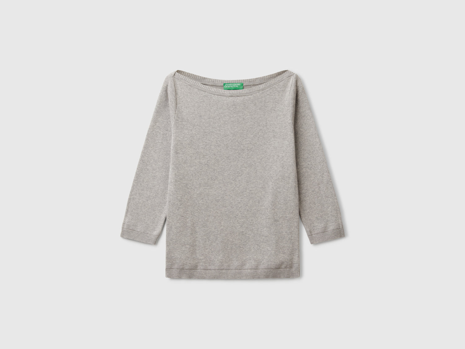 Maglia 100% cotone con scollo a barchetta da donna grigio chiaro | Benetton Outlet