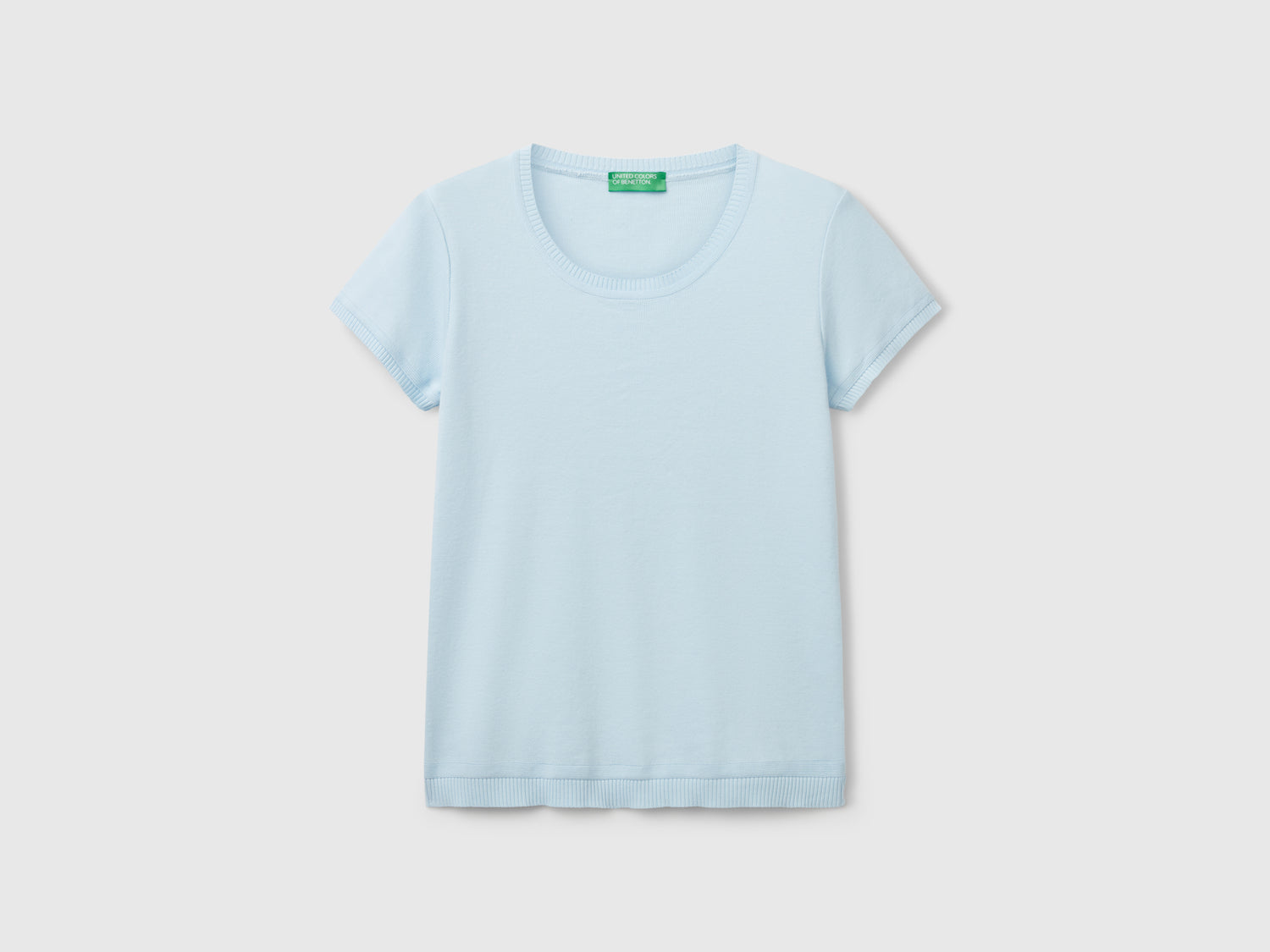 100% cotton short-sleeved shirt da donna celeste | Benetton Outlet
