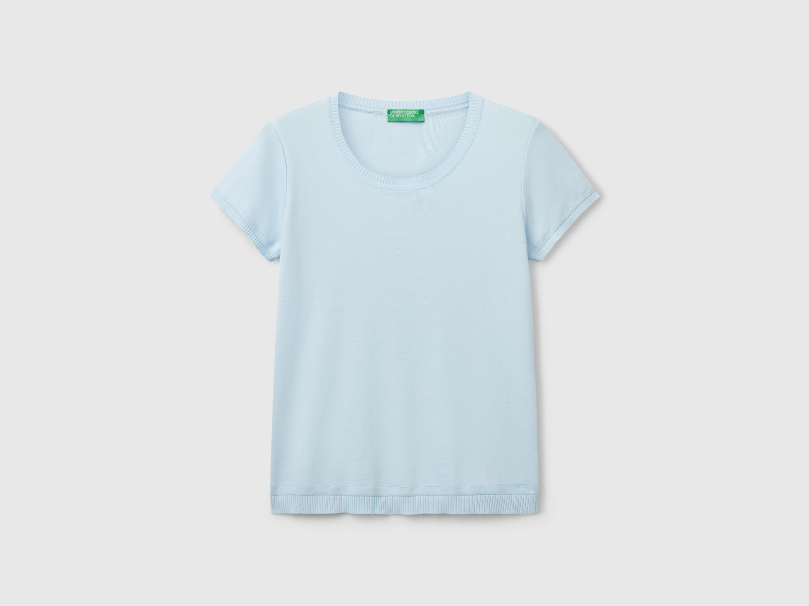 100% cotton short-sleeved shirt da donna celeste | Benetton Outlet