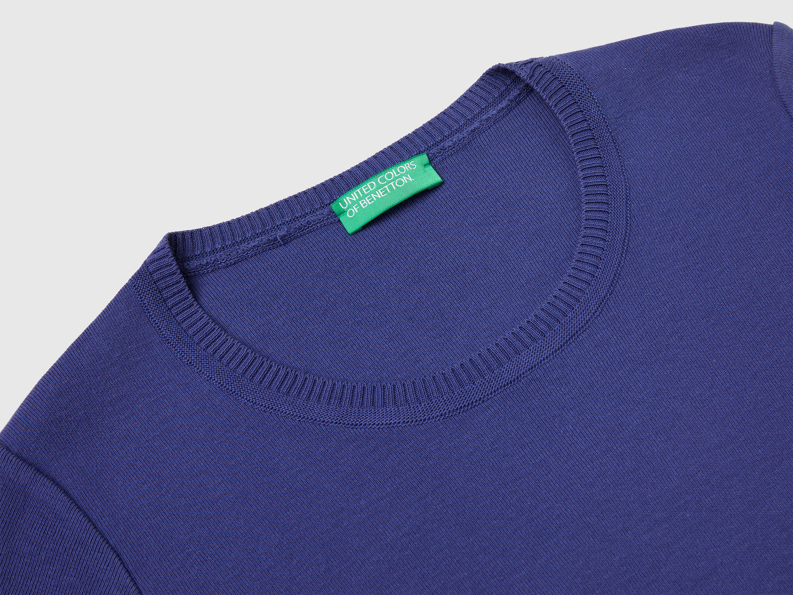 Maglia a manica corta in 100% cotone da donna blu 3 | Benetton Outlet