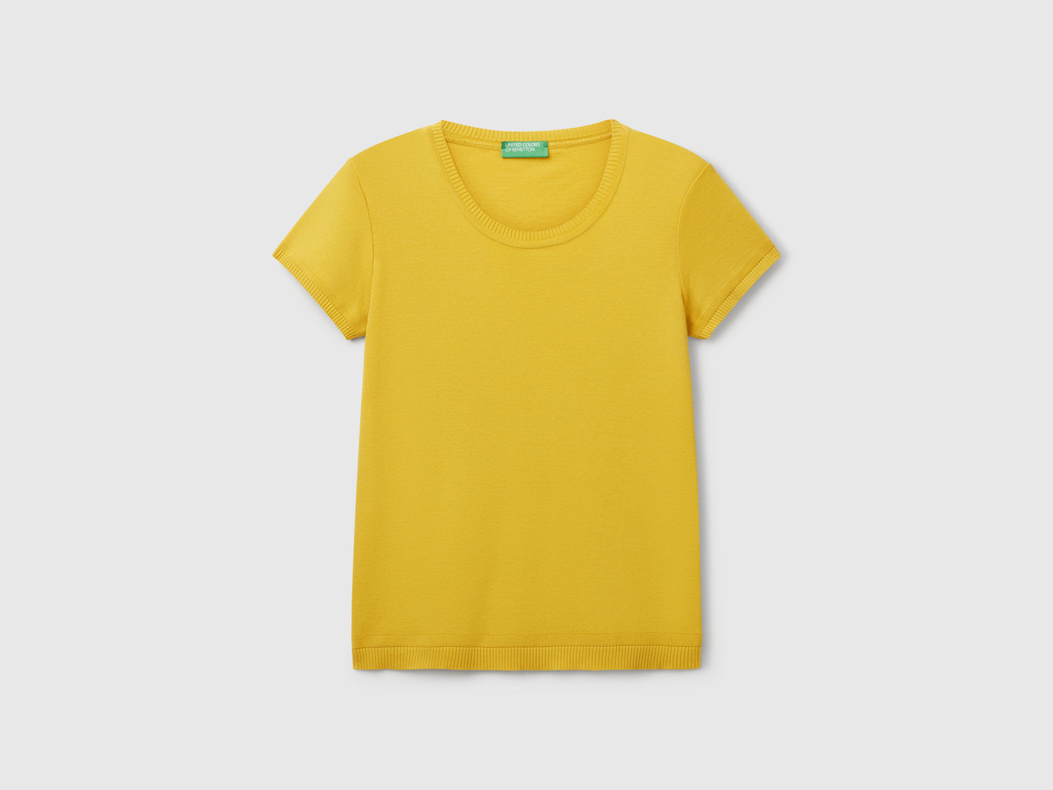 100% cotton short-sleeved shirt da donna senape | Benetton Outlet