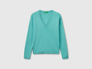 Maglia in puro cotone con scollo a V