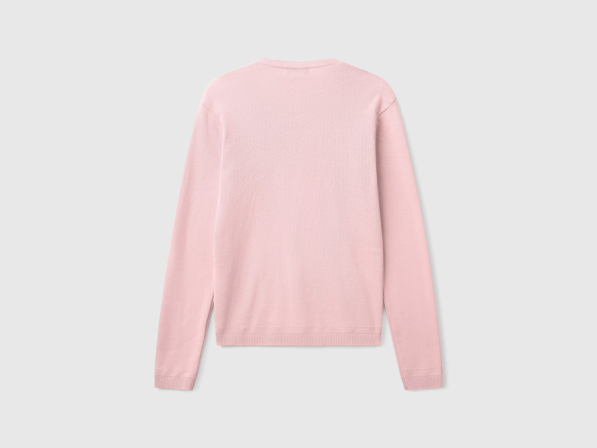 Pure cotton V-neck sweater