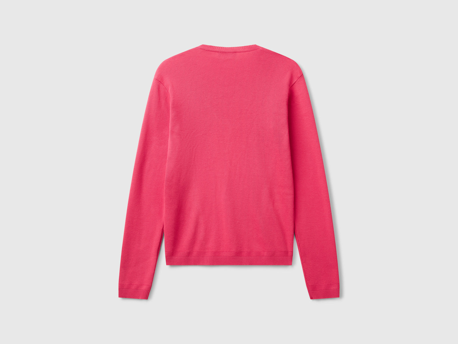 Maglia in puro cotone con scollo a V da donna fragola 2 | Benetton Outlet