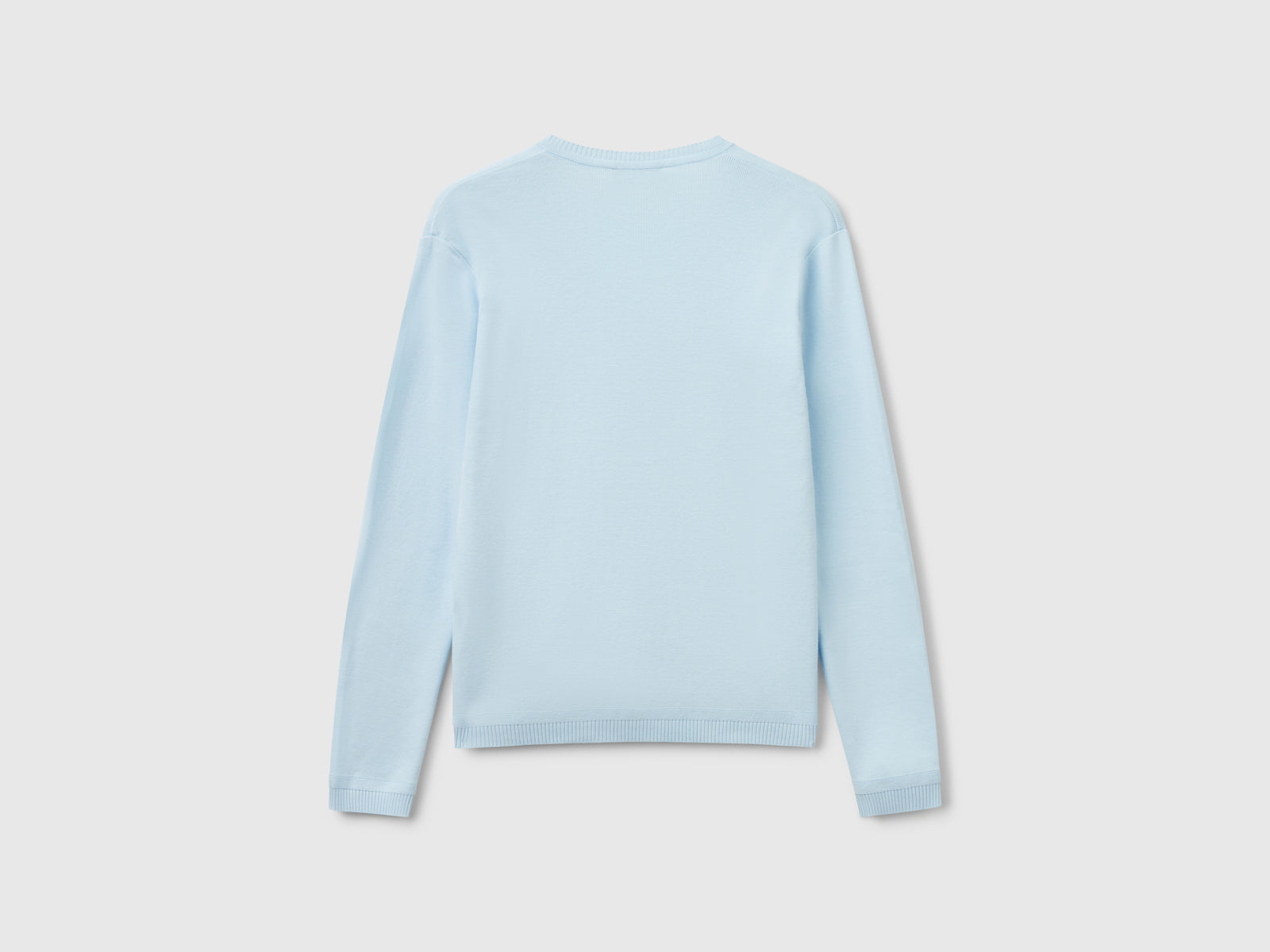 Maglia in puro cotone con scollo a V da donna celeste 2 | Benetton Outlet