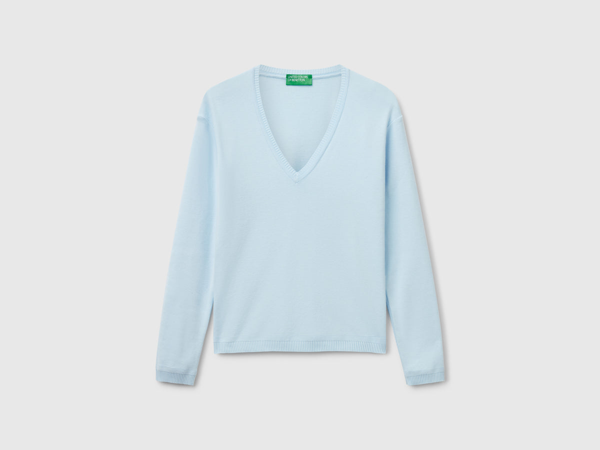 Maglia in puro cotone con scollo a V