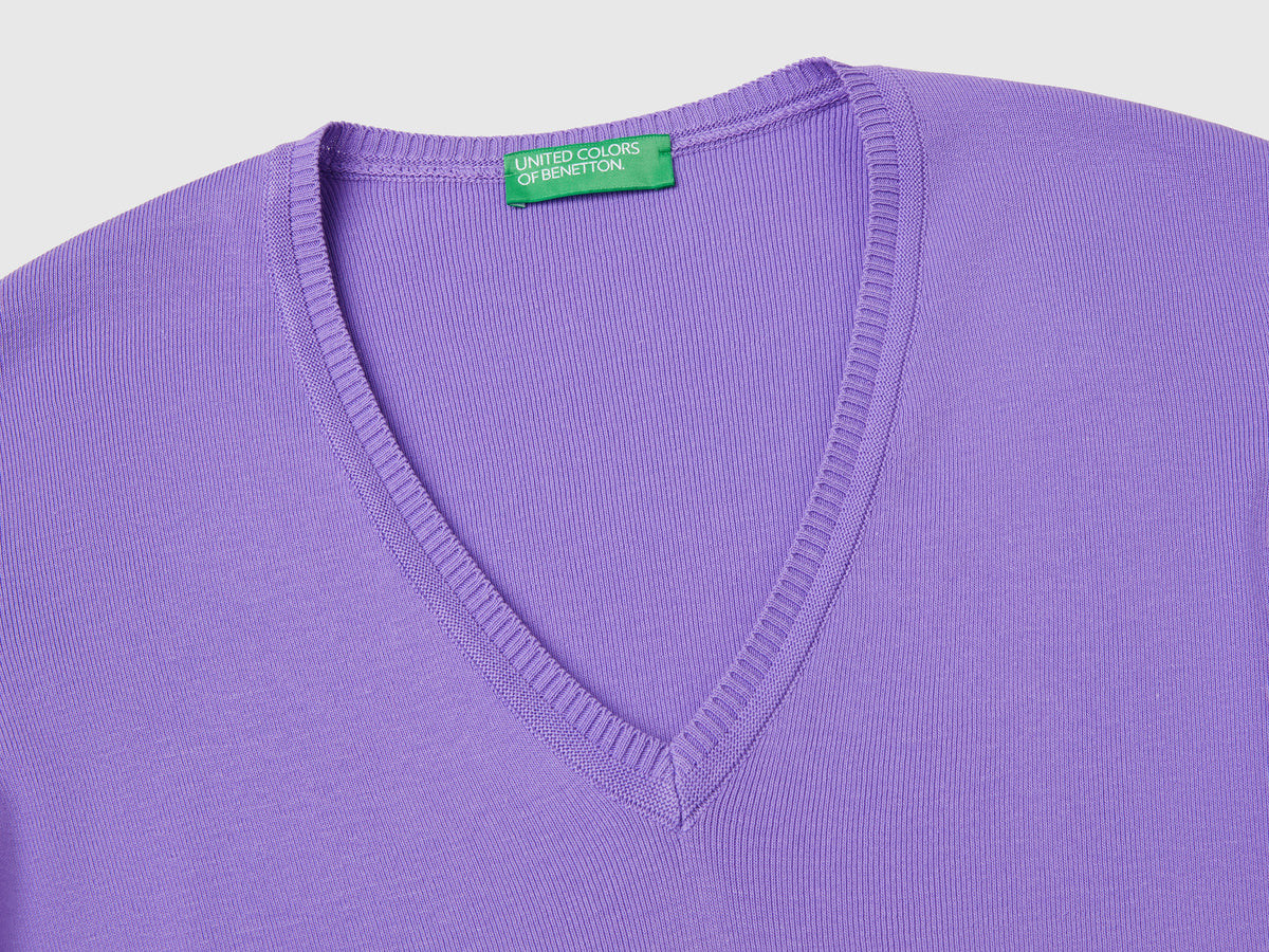 Pure cotton V-neck sweater