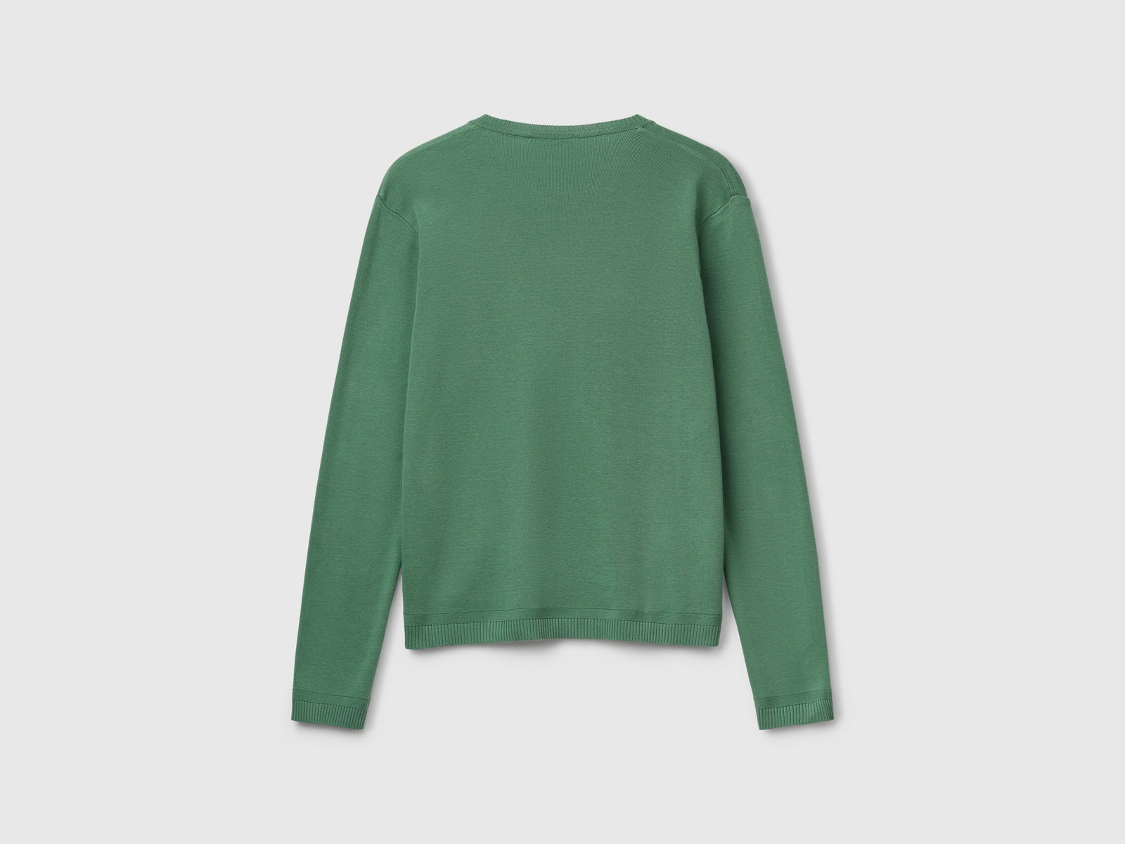 Maglia in puro cotone con scollo a V da donna verde scuro 2 | Benetton Outlet