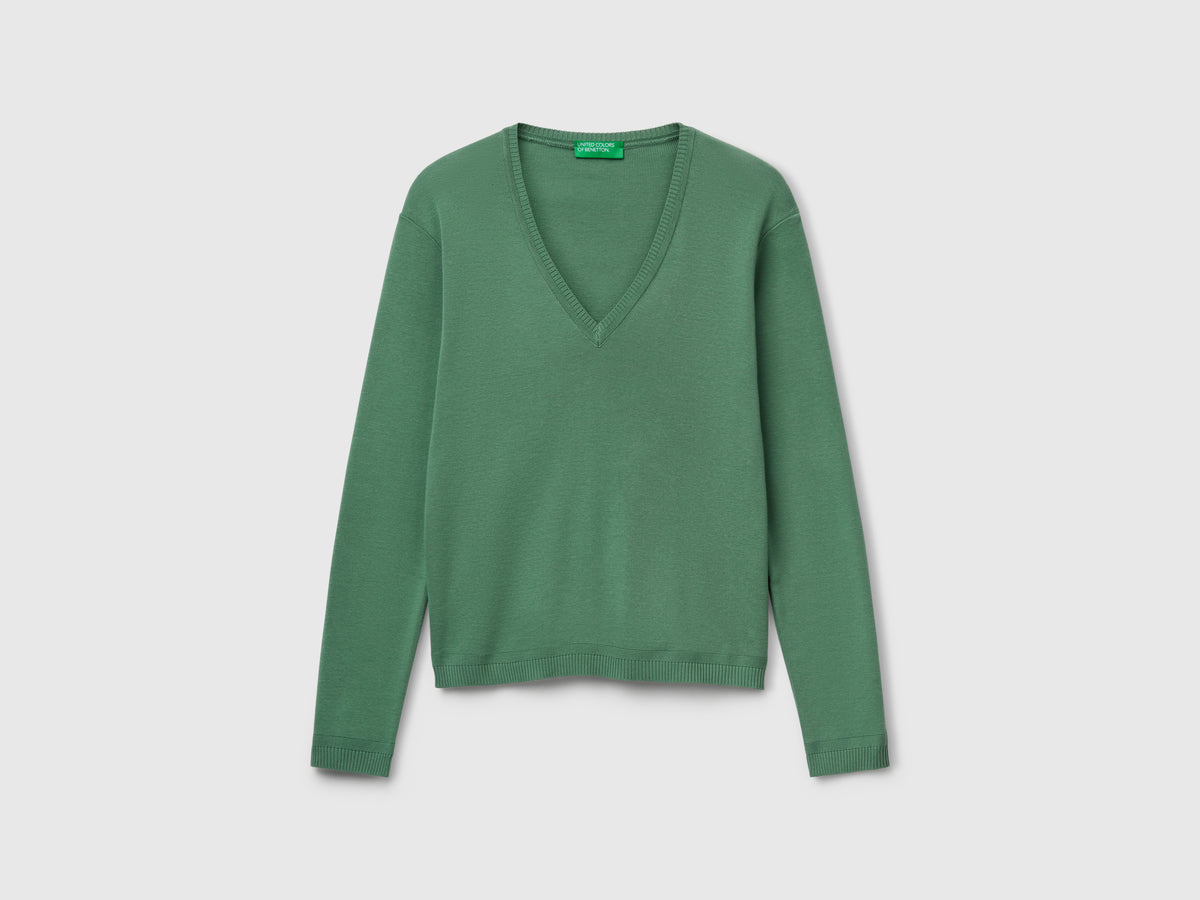 Maglia in puro cotone con scollo a V