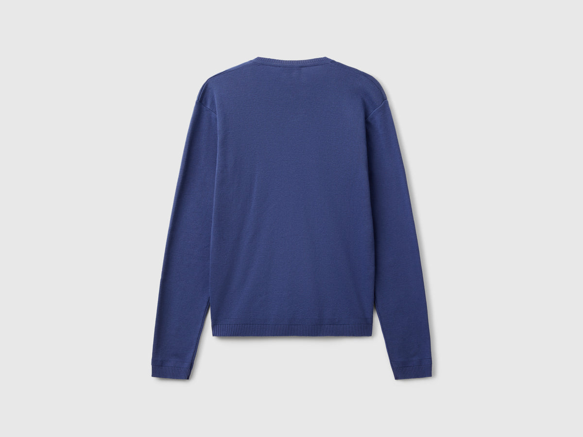 Pure cotton V-neck sweater