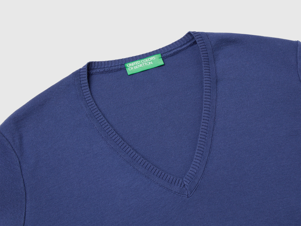Pure cotton V-neck sweater