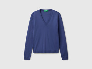 Pure cotton V-neck sweater