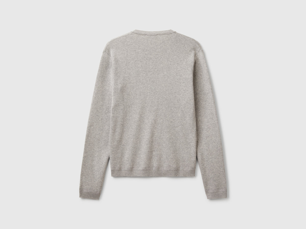 Pure cotton V-neck sweater
