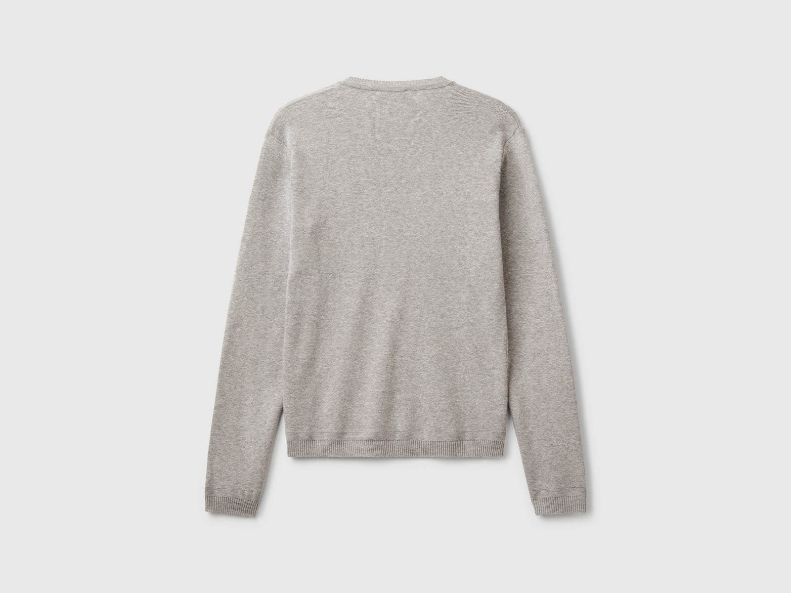 Pure cotton V-neck sweater da donna grigio chiaro 2 | Benetton Outlet