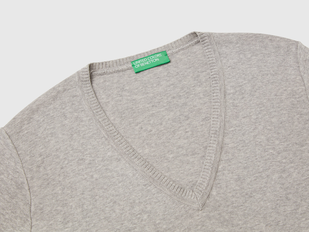 Pure cotton V-neck sweater