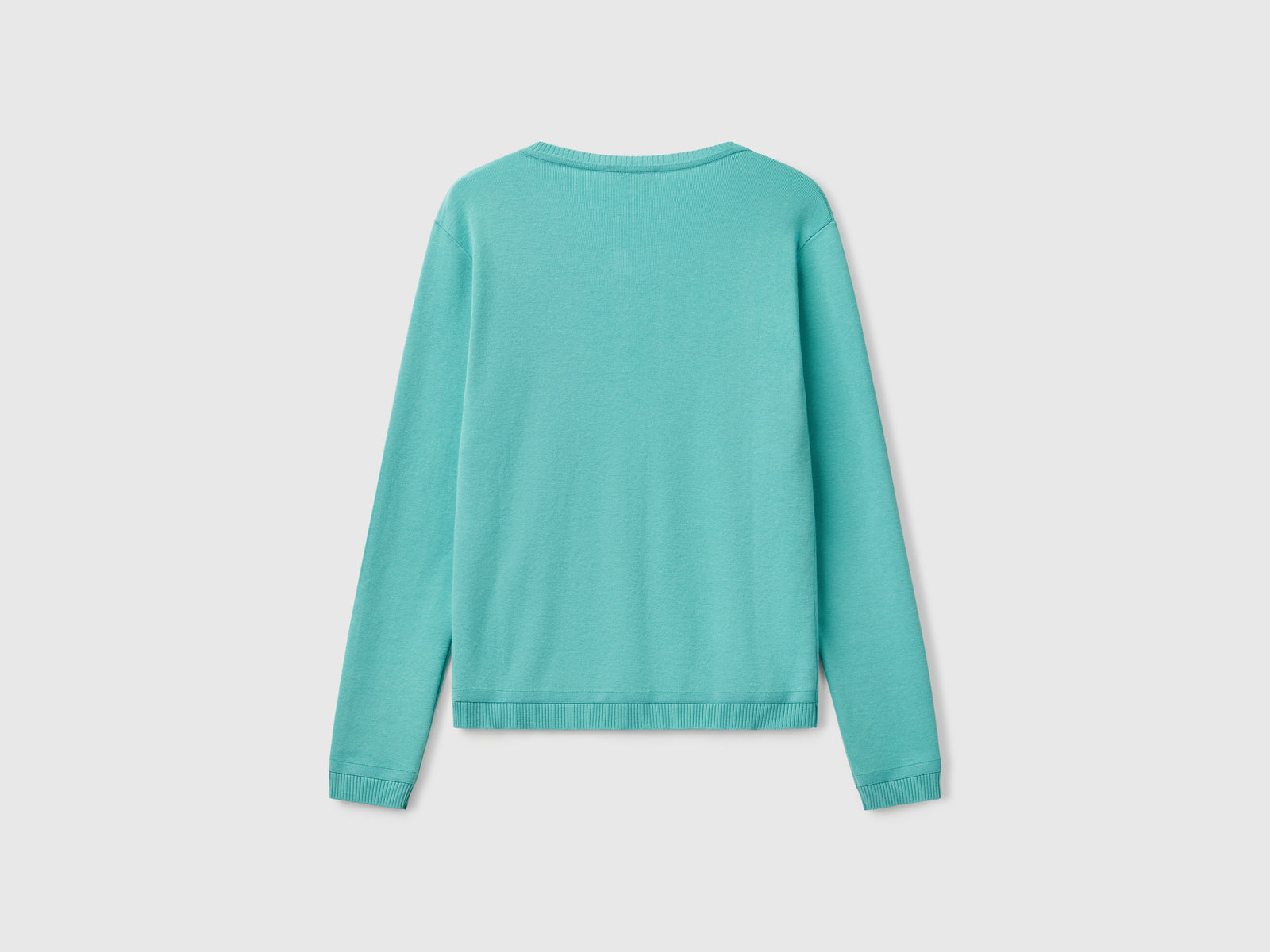 Crew neck cardigan in pure cotton da donna verde acqua 2 | Benetton Outlet