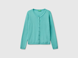 Crew neck cardigan in pure cotton