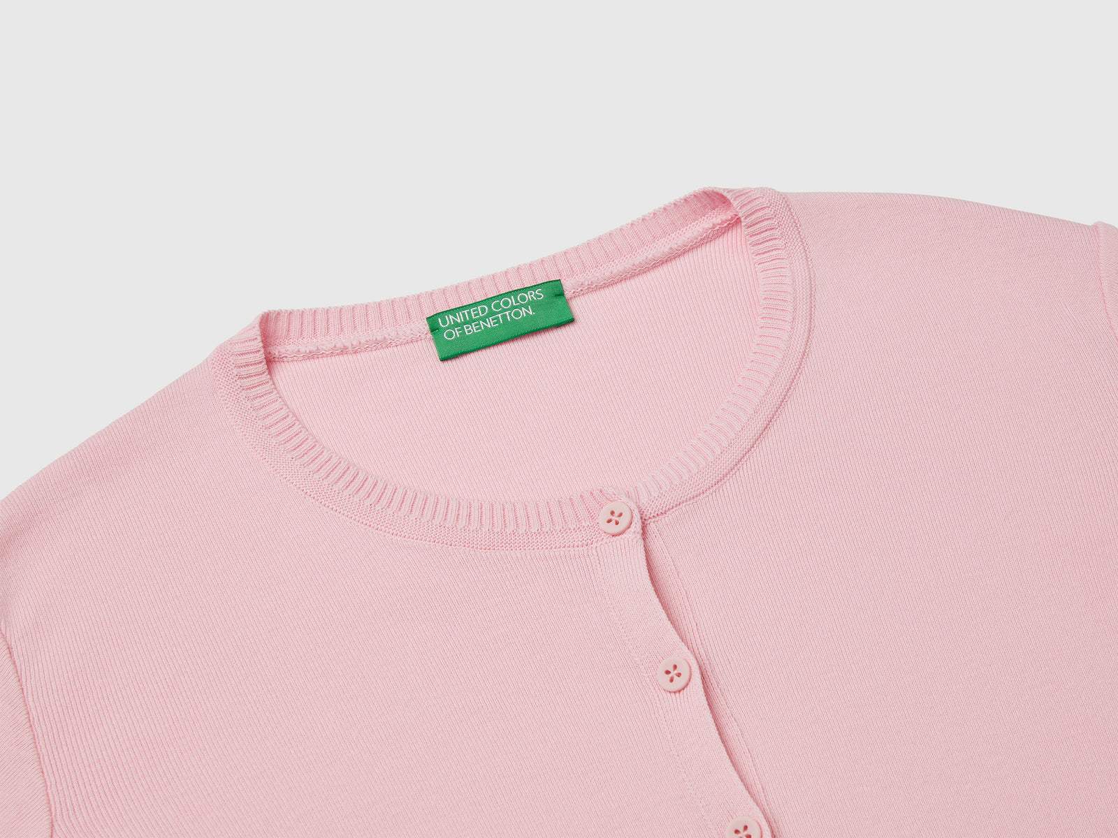 Cardigan girocollo in puro cotone da donna rosa 3 | Benetton Outlet