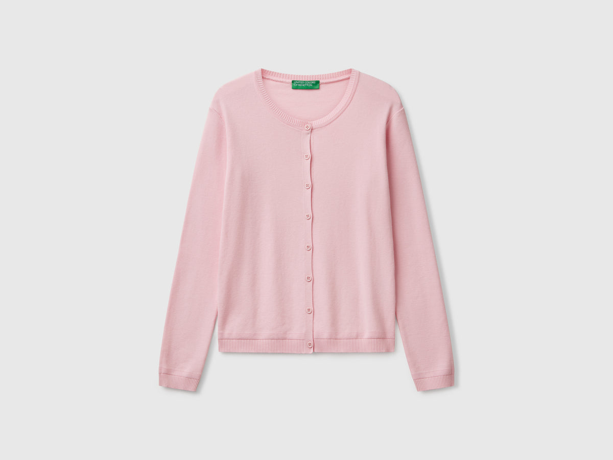 Cardigan girocollo in puro cotone