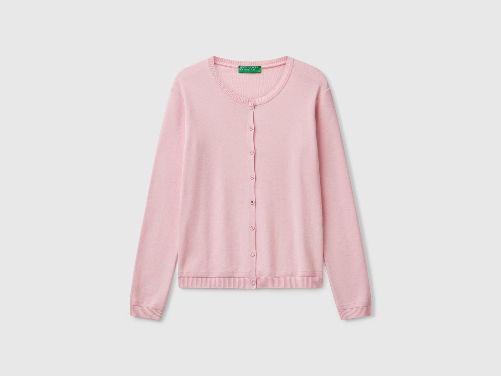 Cardigan girocollo in puro cotone da donna rosa | Benetton Outlet