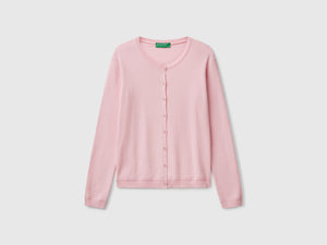 Cardigan girocollo in puro cotone