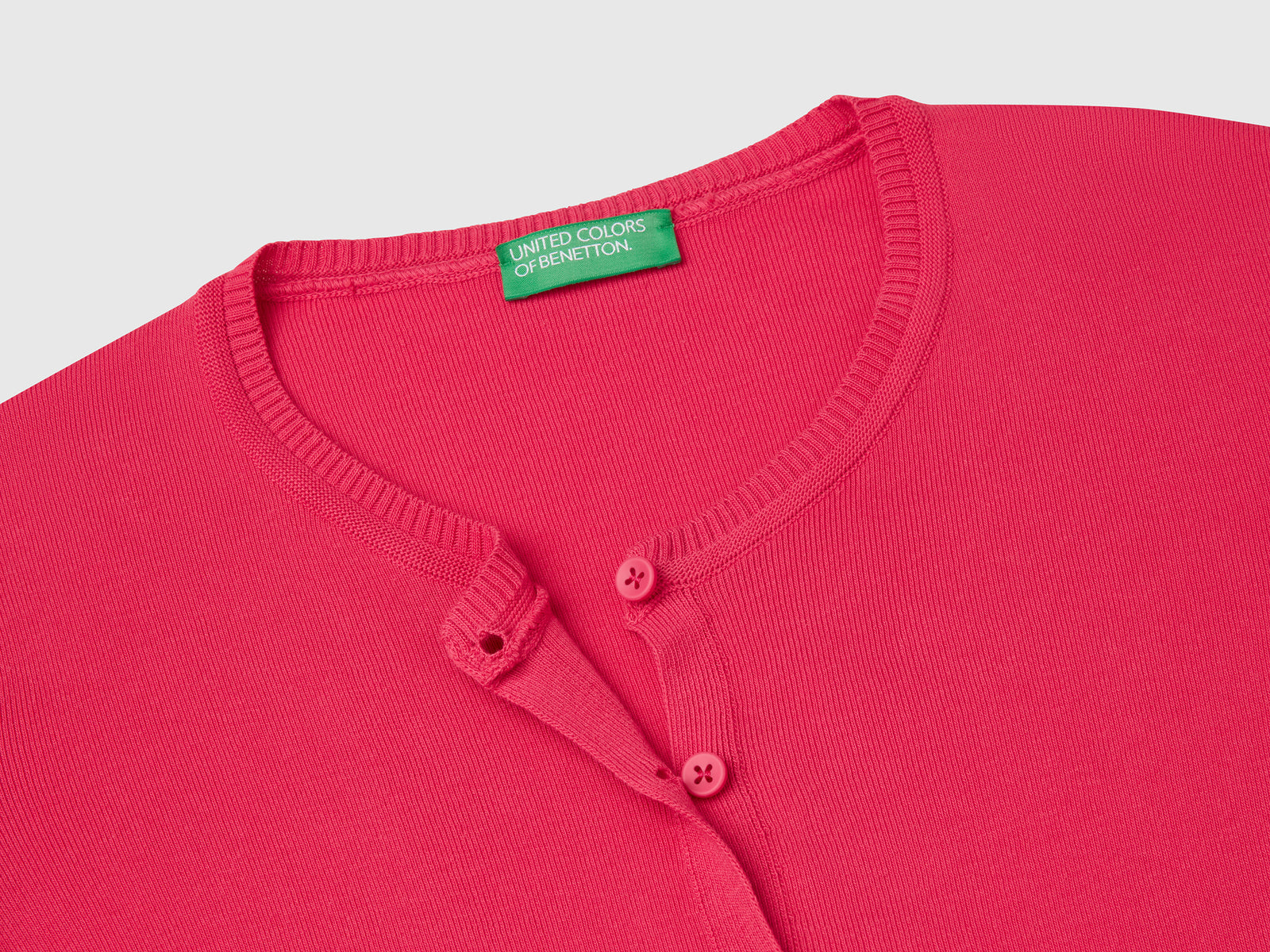 Cardigan girocollo in puro cotone da donna fragola 3 | Benetton Outlet