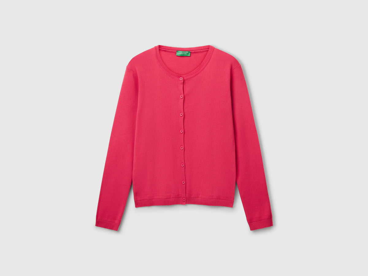 Cardigan girocollo in puro cotone