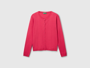 Cardigan girocollo in puro cotone