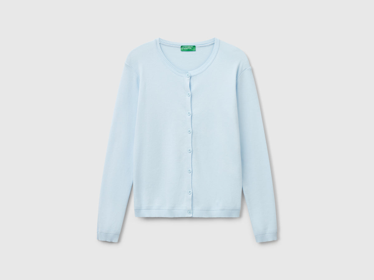 Cardigan girocollo in puro cotone