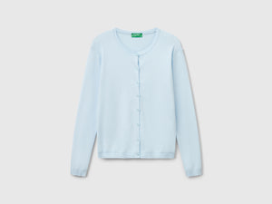 Cardigan girocollo in puro cotone