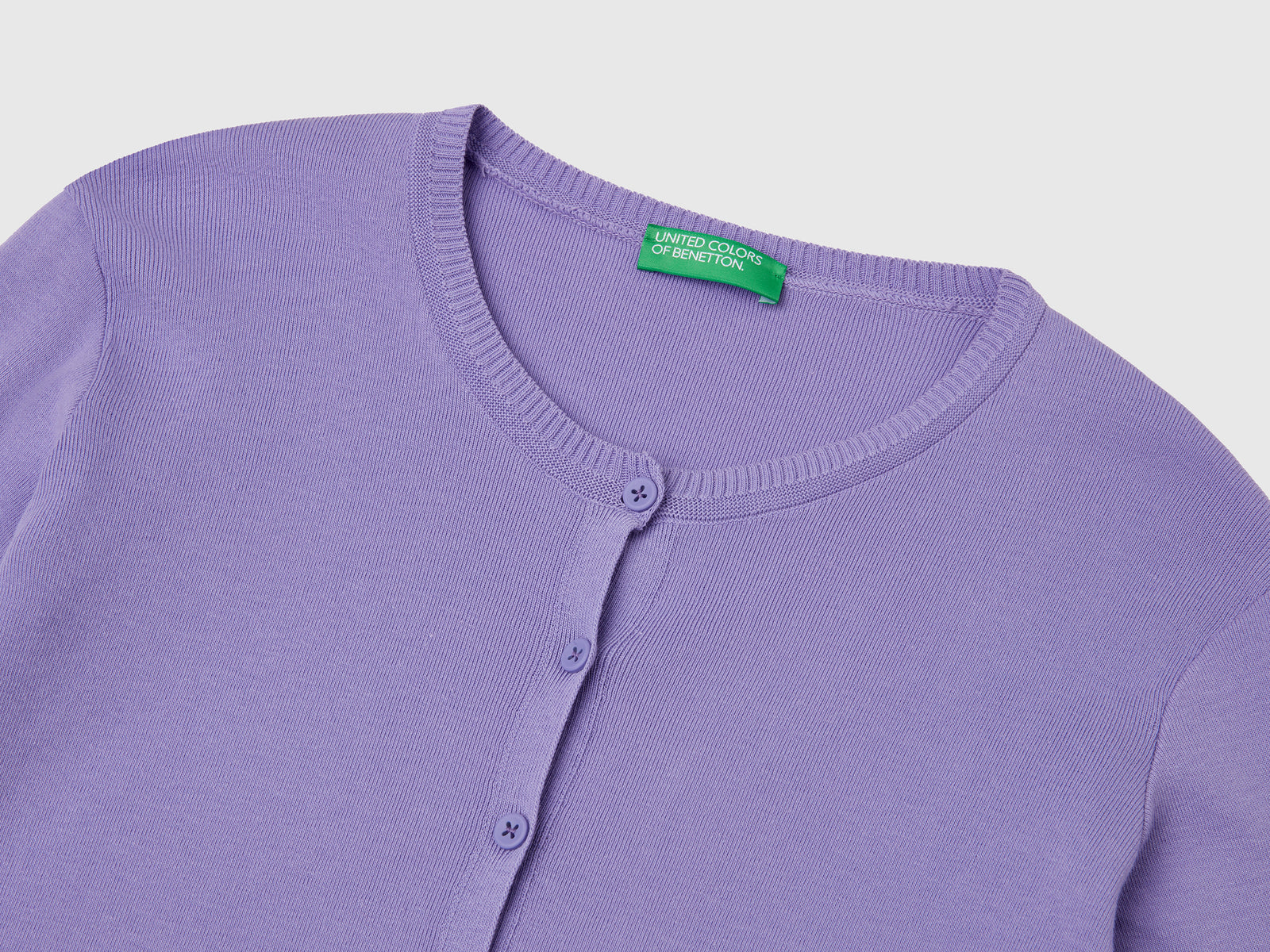 Cardigan girocollo in puro cotone da donna pervinca 3 | Benetton Outlet