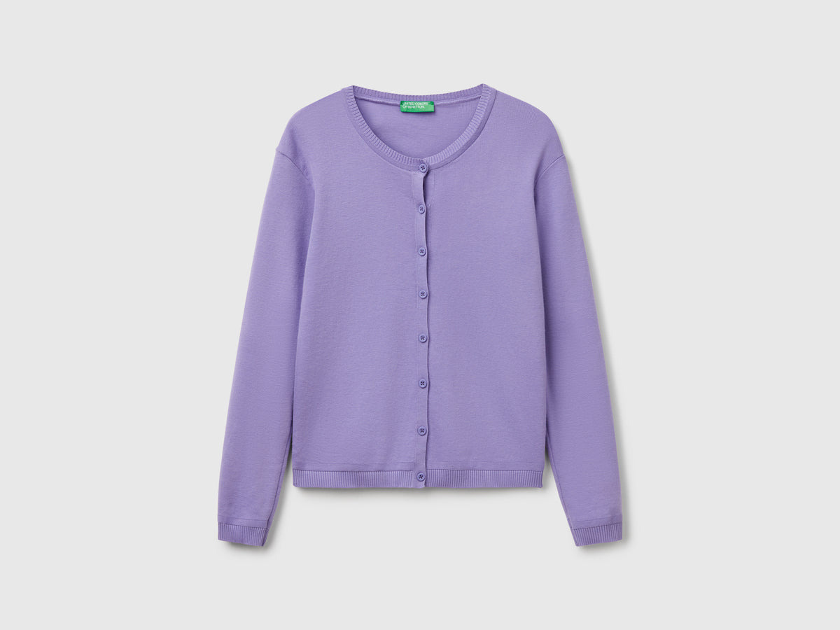 Cardigan girocollo in puro cotone
