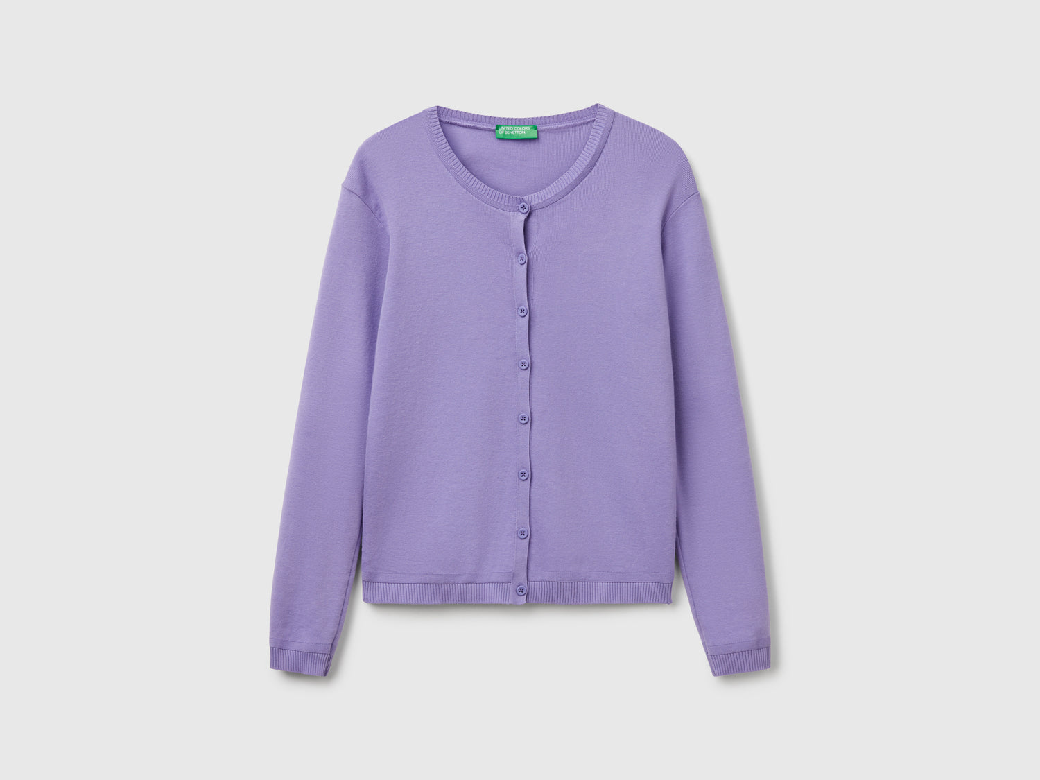 Crew neck cardigan in pure cotton da donna pervinca | Benetton Outlet