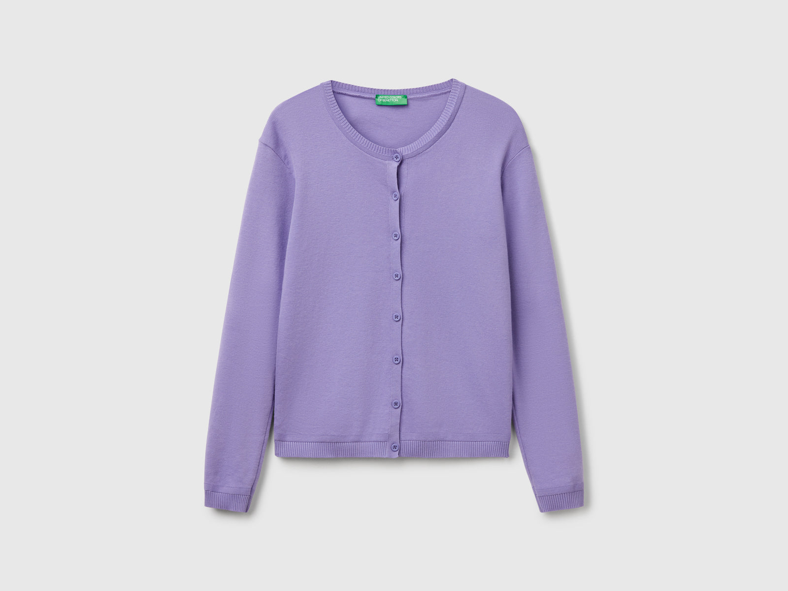 Cardigan girocollo in puro cotone da donna pervinca | Benetton Outlet