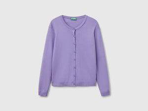 Cardigan girocollo in puro cotone
