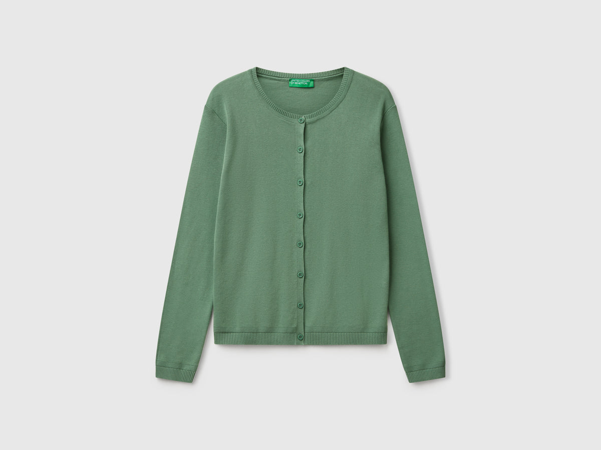 Cardigan girocollo in puro cotone