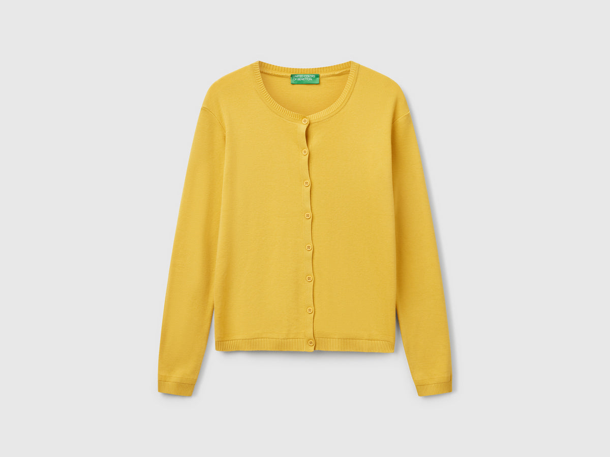 Cardigan girocollo in puro cotone