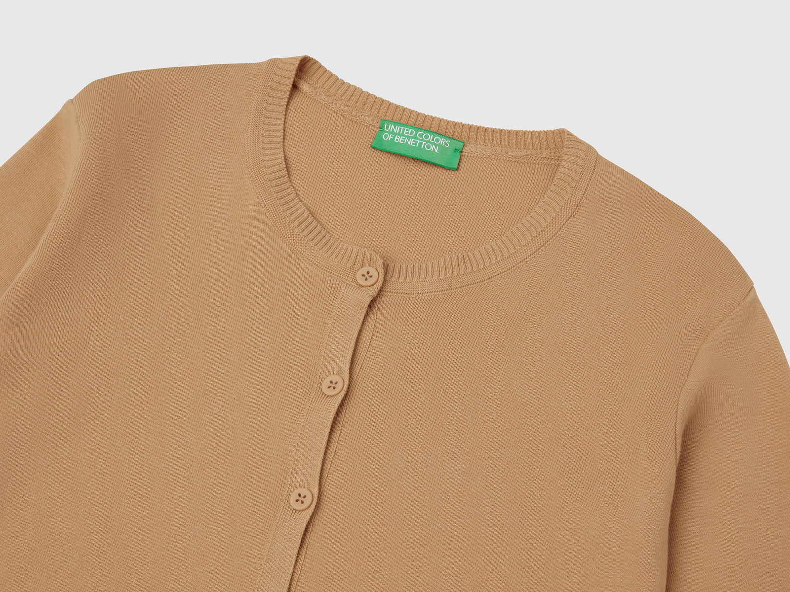 Crew neck cardigan in pure cotton da donna beige 3 | Benetton Outlet