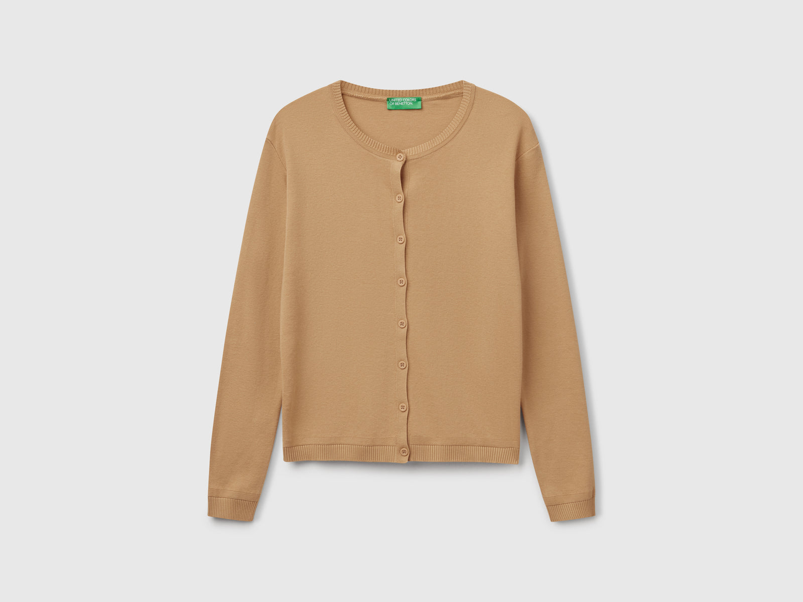 Crew neck cardigan in pure cotton da donna beige | Benetton Outlet