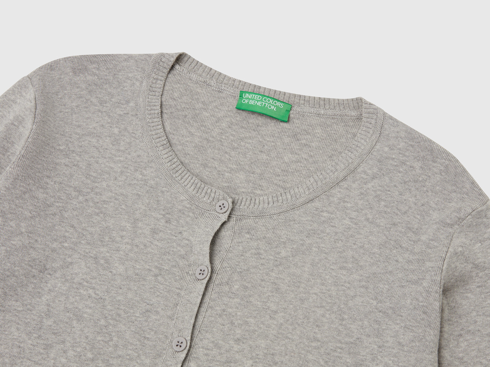 Cardigan girocollo in puro cotone da donna grigio chiaro 3 | Benetton Outlet