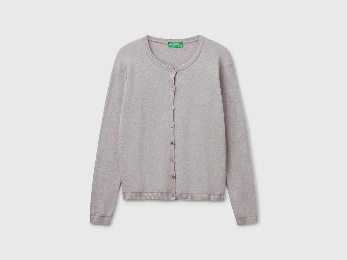 Cardigan girocollo in puro cotone