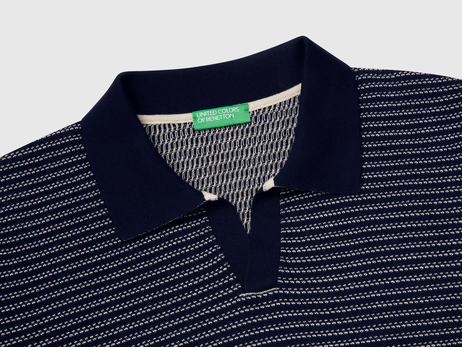 Polo mélange in puro cotone da uomo blu scuro 3 | Benetton Outlet