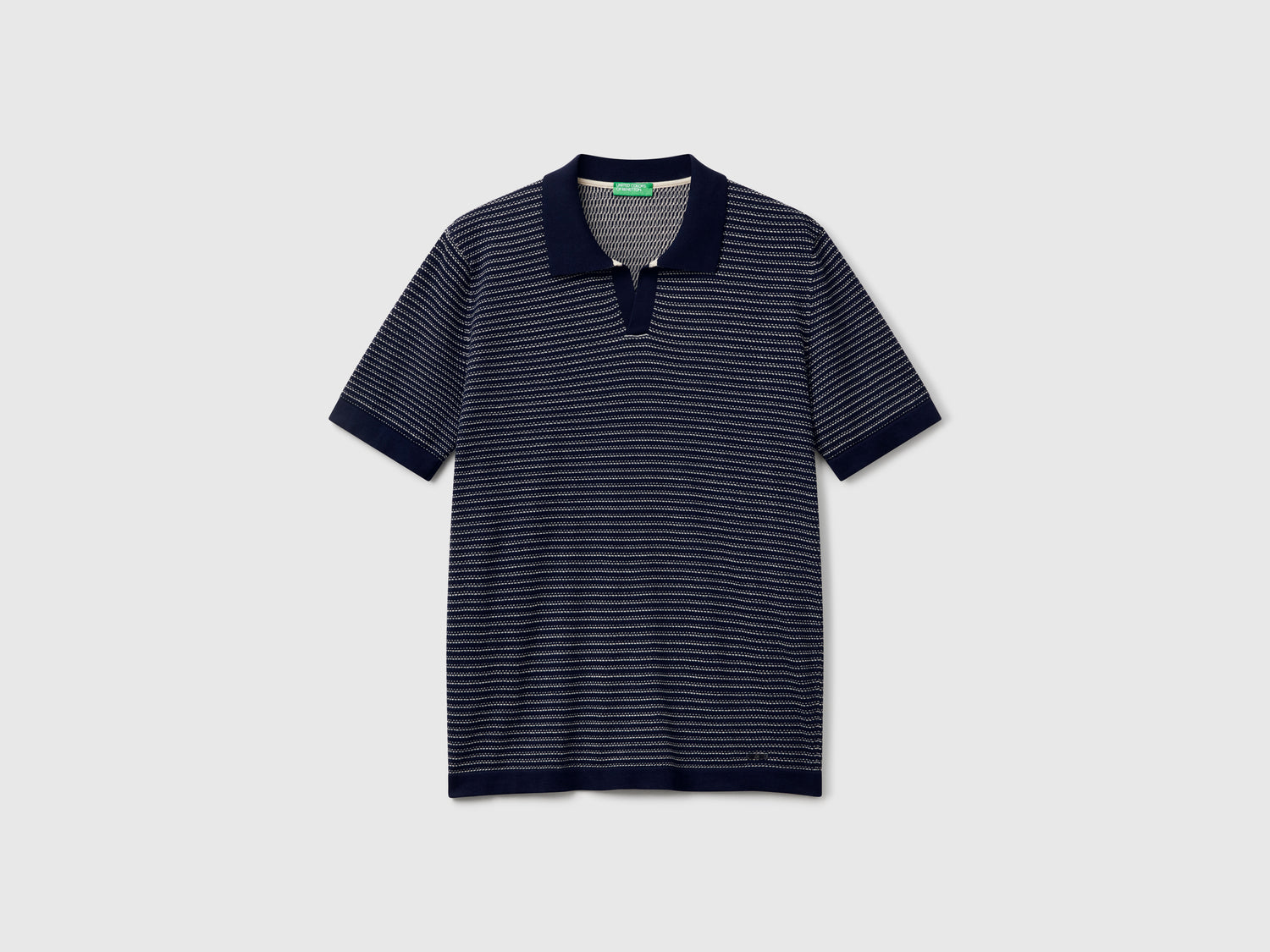 Polo mélange in puro cotone da uomo blu scuro | Benetton Outlet