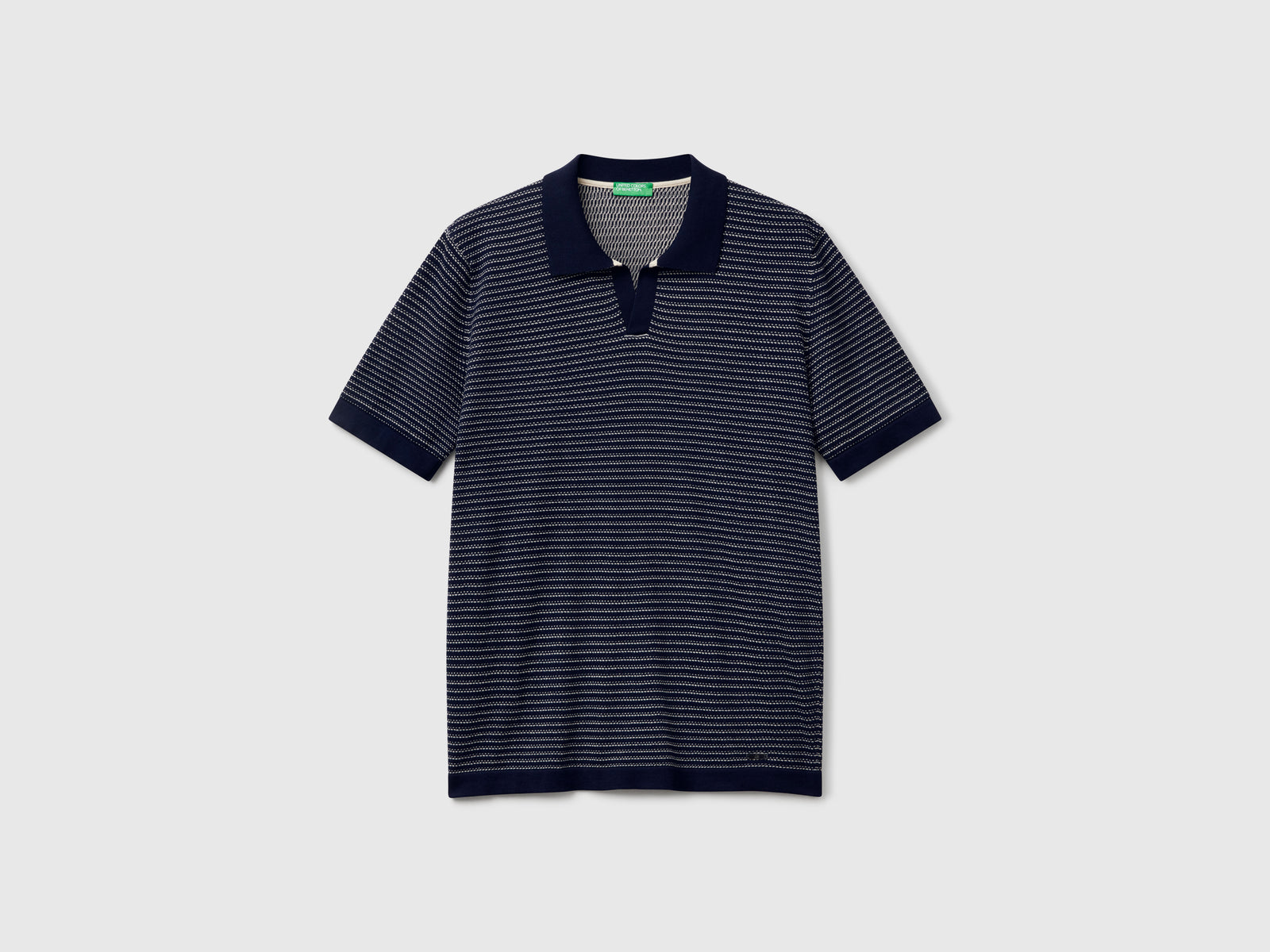 Polo mélange in puro cotone da uomo blu scuro | Benetton Outlet