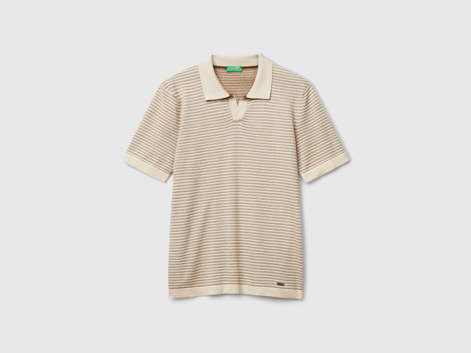Polo mélange in puro cotone da uomo beige | Benetton Outlet