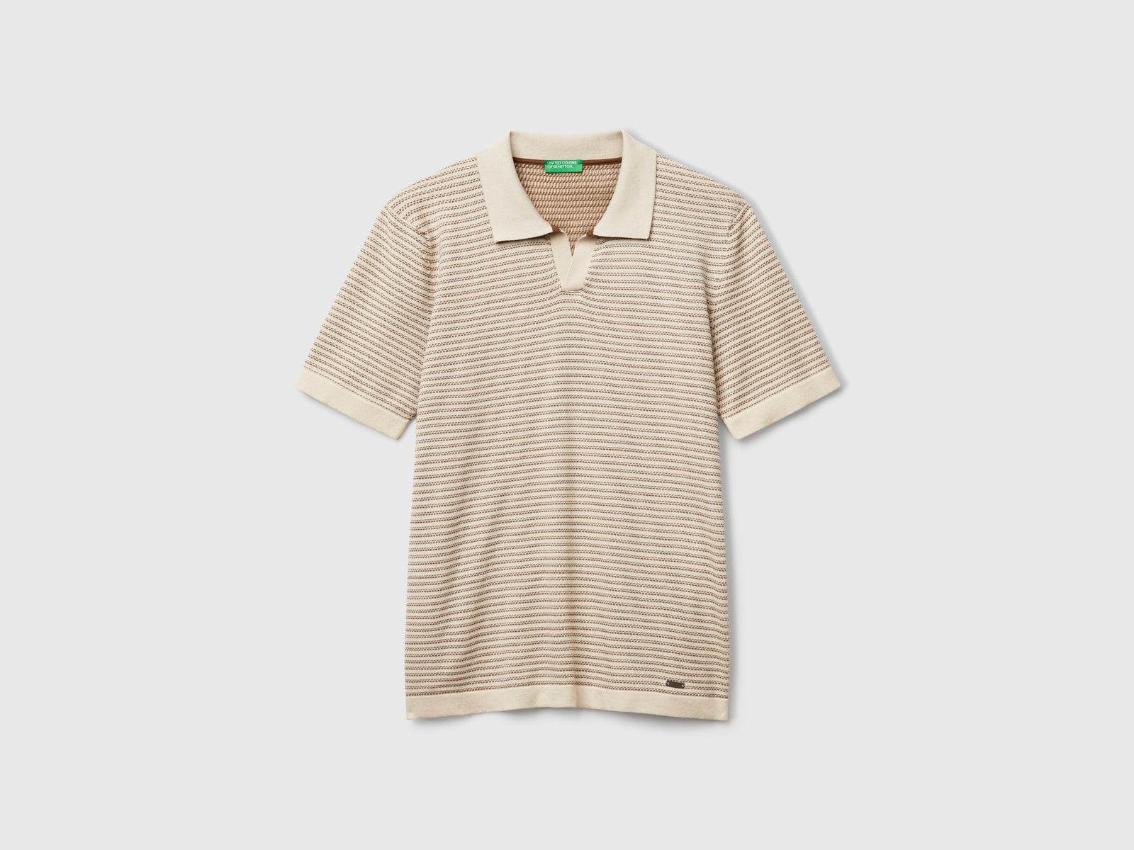 Polo mélange in puro cotone da uomo beige | Benetton Outlet