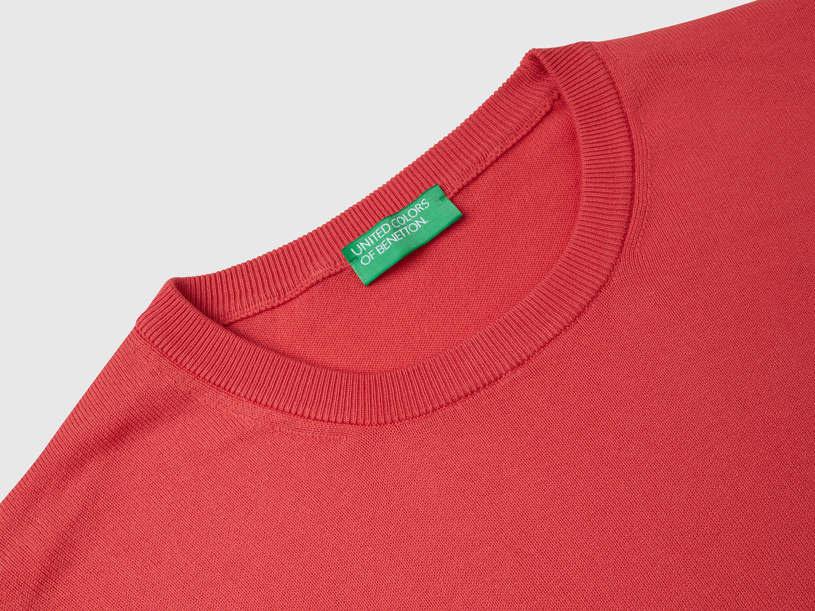 Maglia girocollo 100% cotone da uomo rosso mattone 3 | Benetton Outlet